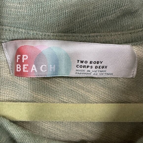 Free People Beach Two Body Cowl Neck Pullover Top M / L Long Sleeves Tunic Green - Picture 4 of 9